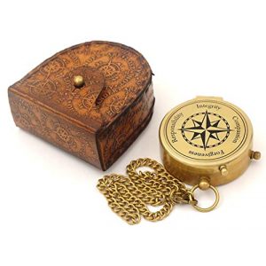 Roorkee Instruments India Survival Compass 1 ROORKEE INSTRUMENTS (INDIA) A NAUTICAL REPRODUCTION HOUSE Moral Compass/Scout Compass/Forgiveness,Responsibility,Integrity,Compassion,Personalized Compass with Leather Case
