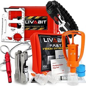 LIVABIT Survival Kit 1 LIVABIT Dual Pack First Response Safety Tool Emergency Kit Venom Sting Extractor Pump & SOS Survival Multi Tool Pack